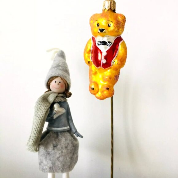 NEW Authentic Christopher Radko TEDDY BEAR Gold Tiny Tedy HandMade Glass Ornamet - Picture 2 of 7